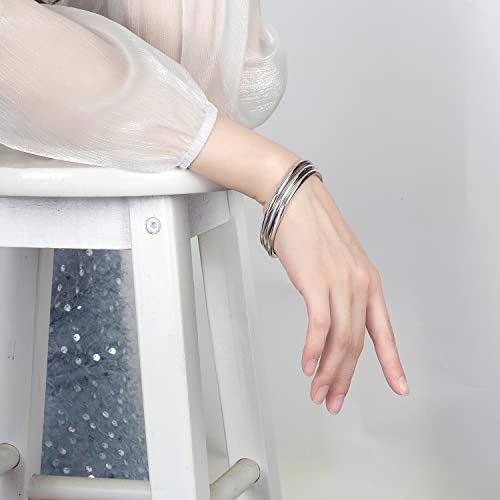 H&Beautimer 925 Sterling Silver Italian Handmade Minimalist 4MM Bracelet for Women Charm Jewelry 60-65MM Bangle 1/2/3 Set Birthday Gift3