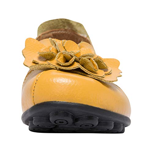 Image of Women's Slip-On Loafers, Comfortable Leather Walking Flats with Memory Foam Insole, Anti-Slip Casual Shoes for Work Office Driving