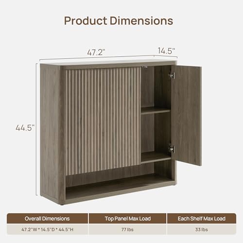 SICOTAS Shoe Cabinet 47.2" Wide Freestanding Fluted Shoe Storage Cabinet with 3 Doors & 4 Adjustable Shelves Large Modern Shoes Rack Organizer Cabinets Storage for Entryway Hallway Living Room — view 2