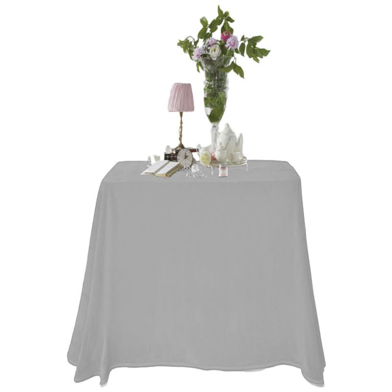 Rufino Díaz Falda Camilla Cuadrada Terciopelo Premium (Gris Claro - 90 x 90 cm) - Tejido Resistente y Agradable al Tacto Decorar y Proteger tu Mesa