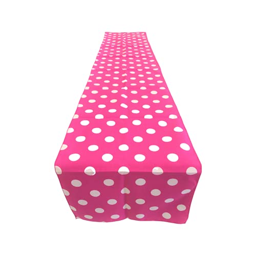 Artofabric B00G4ECW52 Decorative Cotton White Polka Dots On Fuchsia Print Table Runner. 12 Inch X 70 Inch cover