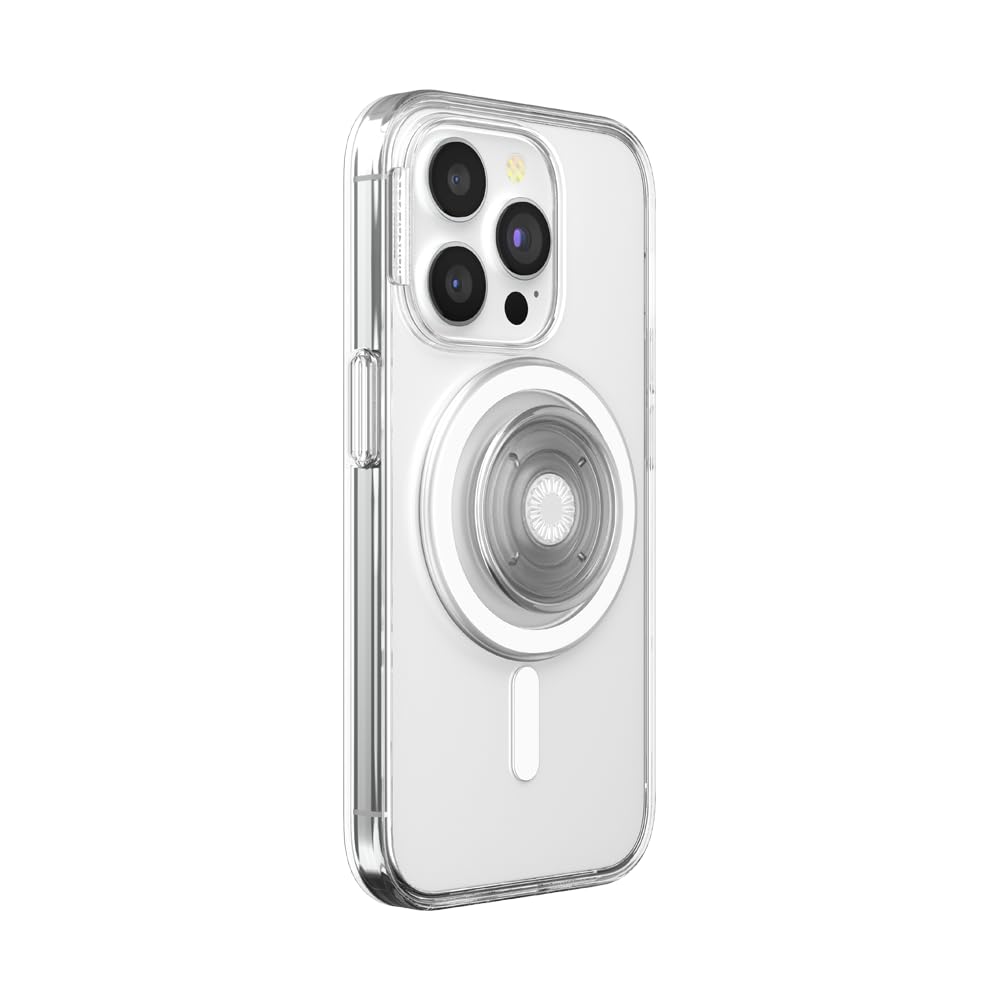 PopSockets: PopCase PlantCore pour MagSafe - Étui de Téléphone à Base de Plantes pour iPhone 15 Pro Avec PopGrip Compatible MagSafe - Support de Téléphone et Poignée Avec Top Interchangeable - Clear