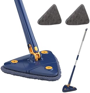 360° Rotating Adjustable Cleaning Mop Triangle Mop with 2 Mop Head, Microfiber Cleaning Mops for Walls and Ceiling, Multifunctiona Rotating Mop Triangle Cleaning Mop for Home Floor Window Wall