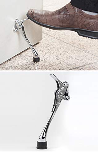 Ogc 6" Easy Semi-Automatic Door Stops - No Bending Down, No Scuffed Shoes, Tap With Foot For Instant Release! Height-Adjustable Rubber Foot For Long And Stable Use (Chrome / 6 Inch) #TOP1