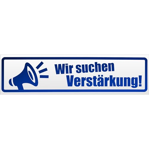 Kiwistar Magnetschild Wir suchen Verstärkung 30cm Blau Reflektierend