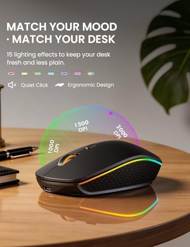 Image of Wireless Keyboard and Mouse Combo, RGB Backlit, Rechargeable & Light Up Letters, Full-Size, Soft Typing, Sleep Mode, 2.4GHz Quiet Keyboard Set for Mac, Windows, Laptop, PC, Trueque KM42Pro (Black)