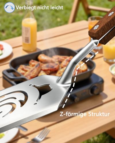 7-in-1 Grillspachtel mit Holzgriff, Multifunktion Grillwerkzeug für BBQ & Camping, Funktionen des Grillwerkzeug-Sets, Kreativer Grillwender, Grillen Geschenke für Männer, Vatertagsgeschenk