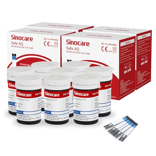 Sinocare Safe AQ Strisce Glicemia Senza Lancette, Strisce Reattive per Safe AQ Glucometro, 200 pcs (AQ Voice, Smart & Air)