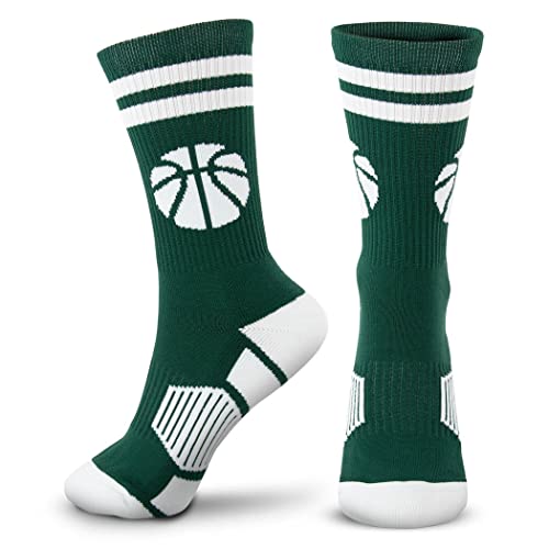 Image of ChalkTalkSPORTS Basketball Socks - Cushioned Mid-Calf Crew - Youth & Adult | Moisture-Wicking Performance Blend, Athletic Basketball Gear, Stay-Up Technology, Arch Support, Breathable, Boys and Men
