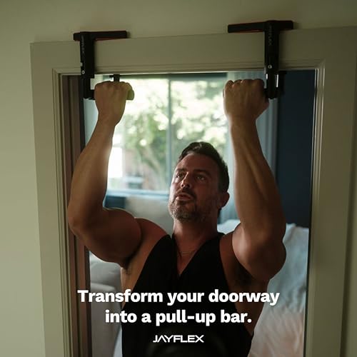 Image of Jayflex CrossGrips Compact Pull Up Bar - Pull Up Bar Door Frame for Work from Home Fitness - Adjustable Door Frame Pullup Bar Handles - 250 lbs Capacity
