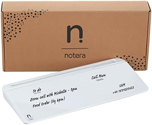 Notera Wedge Small Desktop Glass Whiteboard - Great Desk Organiser and Desk Accessory for Home Or Office - Never Need Sticky Notes Or Note Pads Again (Small (40cm), Brilliant White)