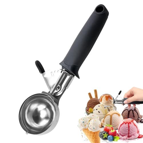 Ice Cream Scoop Stainless Steel Fruit Scoop with Trigger Release Ergonomic Handle for Easy Serving Ideal for Ice Cream Melon Sorbet Cookie Dough