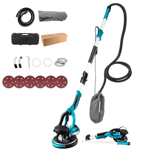 Electric Foldable Wall Sander 850 W, Drywall Sander, Dust-Free Automatic Vacuum System and 56 pcs/106pcs Sanding Discs,Anti-vibration Extensible Handle,for inside and outside Ceiling