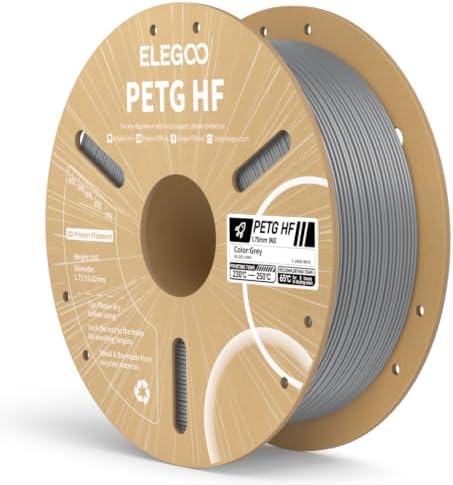 ELEGOO PETG HF 3D Drucker Filament 1.75mm Grau 1KG | Gleichmäßige, Stabile Extrusion, Bis zu 600mm/s Druckgeschwindigkeit, Kompatibel mit den Meisten FDM 3D-Druckern