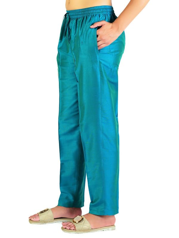 Image of Trouser Pants for Women,Stylish Trousers for Woman for Kurti Relaxed & Regular Straight fit Palazzo,Ethnic Bottom Formal Pants for Women Office wear Casual & Daily Use
