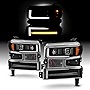 AKKON - Fits 2019-2022 Chevy Silverado 1500 [Halogen Type] Projector Black Headlights w/LED Sequential Signal Running Lamp Pair