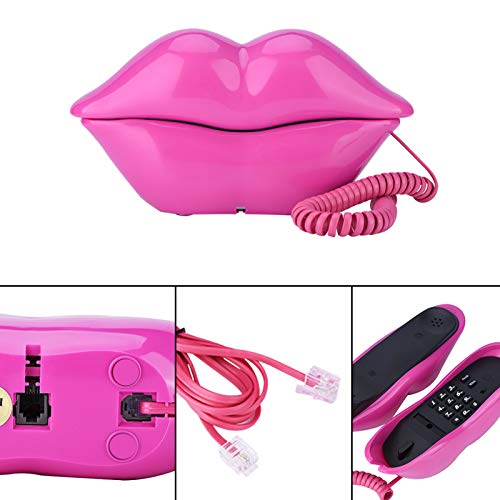 Teléfono fijo con diseño de labios rojo rosa miniatura 4