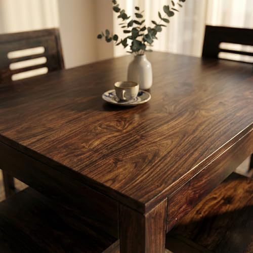 Image of RECTART Solid Wood Dining Table Set with Chairs for Living Room Home | Wooden Dining Room Sets Furniture for Hotels and Restaurants | (Arbun-Top-W, 4 Seater)