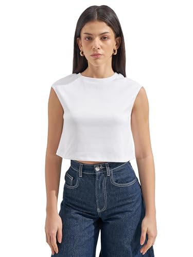 Image of Tokyo Talkies Women Pure Cotton Tops for Woman|Regular Fit Slim fit Crop Tops for Women Western|Top Tshirt for Women Stylish Western|Suitable for Casual and Workwear