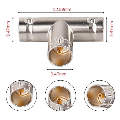 MOOKEERF Adaptador Divisor BNC 2 Salidas Hembra 75 Ohm miniatura 4