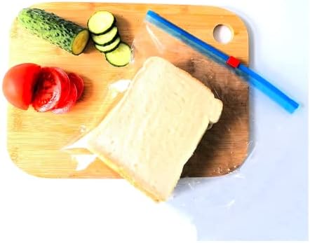 Delight Plus Food Storage freezer zip lock bags 20cm x 17.5cm - Heavy Duty large reusable with ziplock sandwich food and bag seal BPA free, Clear