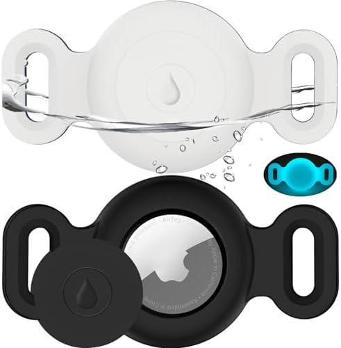 Airtag Dog Collar Holder Waterproof 2 Pack, Airtag Cases for Pet Cats Dog GPS Tracker,Silicone Airtag Holder (for Apple Airtag) Anti-Lost Personalized Dog Collar Airtag Holder