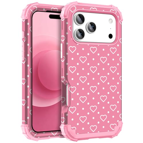 Coque antichoc iPhone 17 Pro rigide Hocase motif cœurs pois