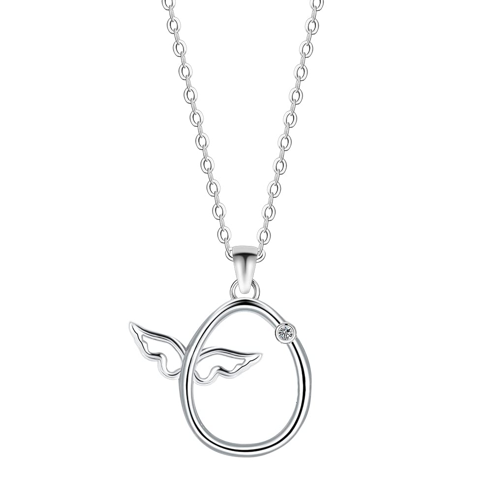 Viwind Engelsflügel Halskette 925 Silber Halskette für Damen Mädchen Ovale Halskette Schutzengel Hochwertige Zirkon mit Schmuck Box