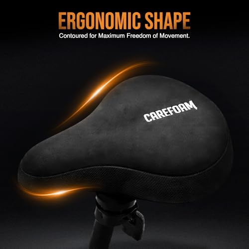 Image of Carefoam Orthopedic Bicycle Seat Cushion Gel Cover for Men & Women | Ergonomic Shock-Absorbing Bike Saddle Pad for Mountain, Road, Commuter & Indoor Exercise Cycles | Waterproof, Universal Fit
