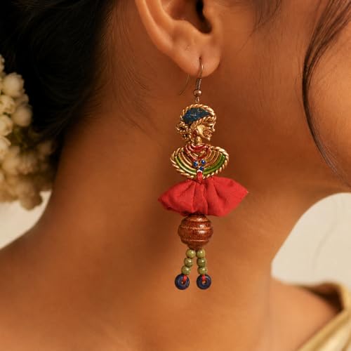 Image of Royal Queen & Empress Handcrafted Tribal Dhokra Earrings Collection for Women - Statement Ethnic Designs in Multiple Colours