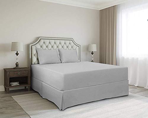 SRP Bedding Real 350 Thread Count Split Corner Bed Skirt/Dust Ruffle Queen Size Solid Silver Grey 12