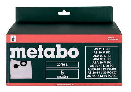 Sachet filtrant non tissé Metabo 635424000 pack de 5 sachets en feutre pour aspirateurs 2030 - vue 3