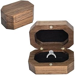 Porta Anillos Matrimonio Zimoer Caja de Madera para Anillo, Caja de Anillo, Estuche Alianzas,Porta Alianzas,Porta Anillos,Caja Portadora Anillo para Compromiso,Matrimonio,Regalos (Polígono)