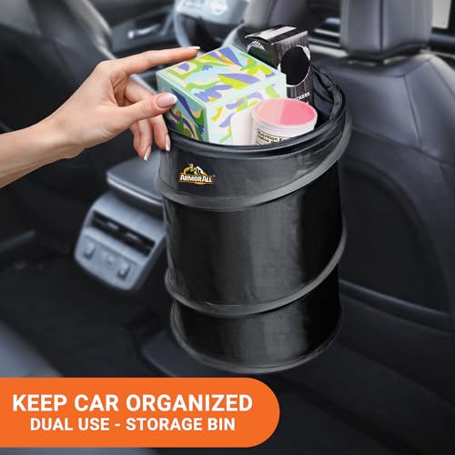 Armor All Car Trash Can, 3.3 Gallon Pop-Up Garbage Bin, Waterproof, Loop for Hanging, Velcro Base, Washable, Metal Frame, Portable Collapsible Design for Easy Storage, 12” Inch High x 9” Inch Wide by Armor All - Image 3