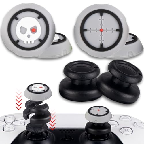 PlayRealm 2 extensores de pulgar que no se caen y 4 agarres para el pulgar para mando de PS5 y PS4 (apuntamiento)