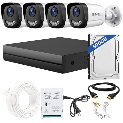 Image of SINLOE 8 Channel 1080P Full HD DVR 2MP Night Color Bullet 4 Pcs, 8 Channel SMPS, 500 GB Hard Disk Full Combo Set