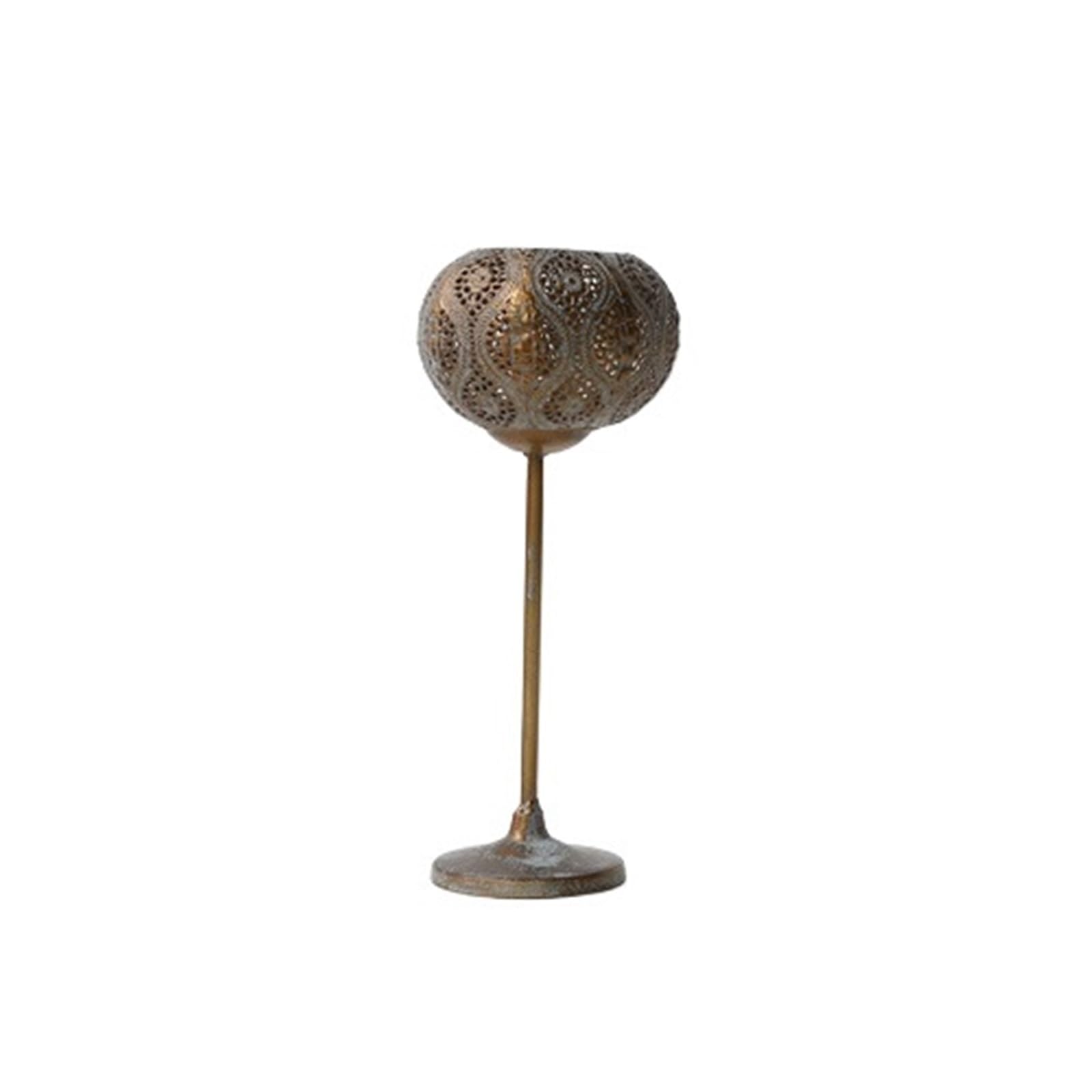 Metal Candle Holder Vintage Metal Iron Candlestick Carved Texture Candle Holder Home Decoration Crafts(L)