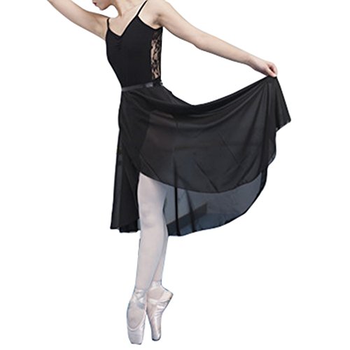 Woosun Adult Ladies Sheer Wrap Skirt Ballet Skirt Women Dance Over Scarf Long Skirt 80Cm Length Black #TOP1