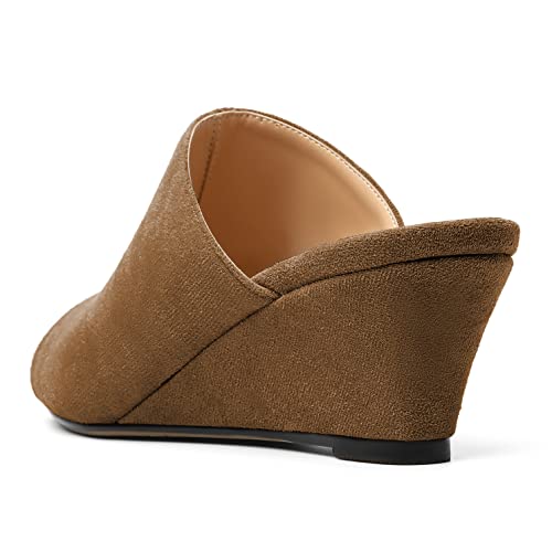 Eldof Wedge Heels for Women Open Toe Slip On Low Wedge Mule Sandals Pumps Shoes for Dress Summer Party Evening 2 Inch3