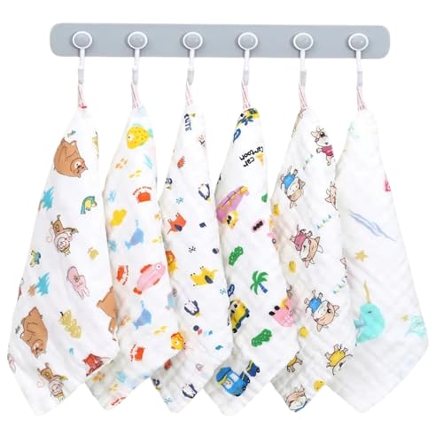 Image of Premium Muslin Baby Burp Cloths - Ultra Soft & Absorbent, 6 Layers for Newborns & Infants - Pack of 5 /10 - Baby Essentials for Baby Feeding (White Printed, Pack of 10)