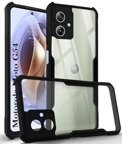 Solimo Shockproof Crystal Clear Back Cover for Motorola Moto G54 5G | 360° Protection | Transparent Motorola Moto G54 5G Back Cover Case (Pc & TPU, Black Bumper) (B0CY9F9Z6V) Amazon Price History, Amazon Price Tracker