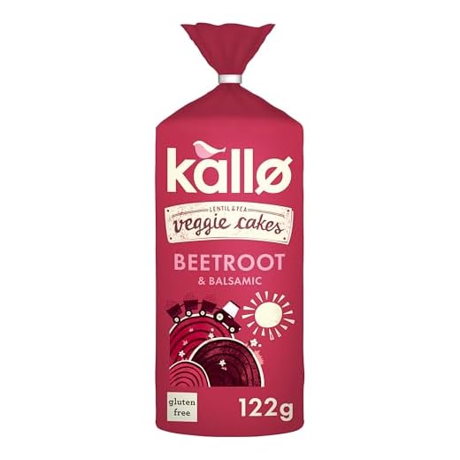 Kallo Beetroot & Balsamic Veggie Cakes, Lentil & Pea Puffed Crackers Made From Plants, Low Fat Healthy Snacks, Vegan Friendly, Gluten Free, No Artificial Flavours, Single Pack – 1 x 122g