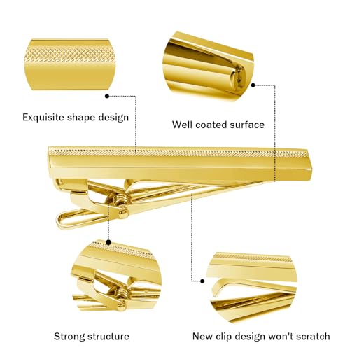 Tie Clip for Men Black, 2 Inch Tie Bar Tie Pins and Clips for Regular Tie, Unique Men Tie Clip Tie Clasp Silver Suitable for Wedding Anniversary, Business Professional, Father's Day Gift3