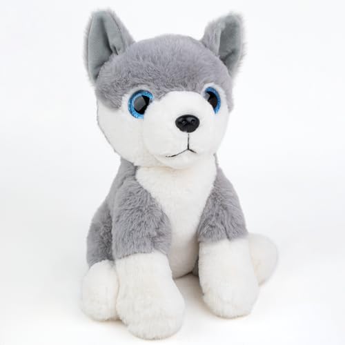 Image of Mirada Cute Grey Glittery Eyes Husky Dog Soft Toy for Girls /Kids | Stuffed Plush Animal | Soft Toys for Kids, Cute Soft Toys, Stuffed Animals, Animal Soft Toy, Cuddle Toy, Baby Gift, Gift Item | 25cm