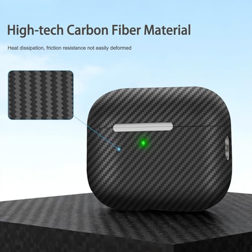 memumi Carbon Hülle für AirPods Pro 3, 0.5 mm Superdünne, Hülle aus echter Carbon für AirPods Pro 3 2025 - Schwarz
