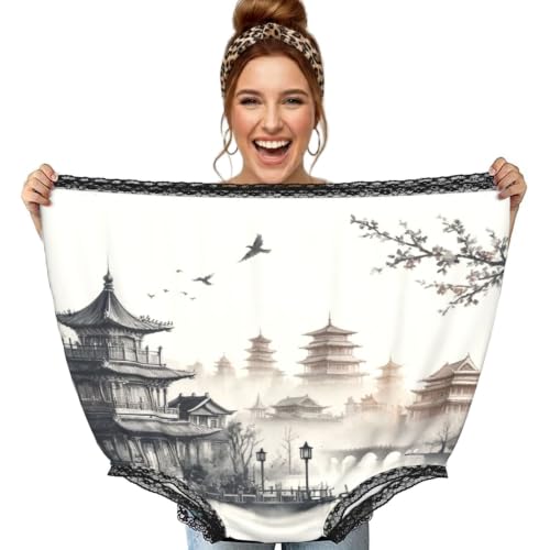 Culotte surdimensionnée grand-mère Augenstern noire avec motif pagode traditionnel