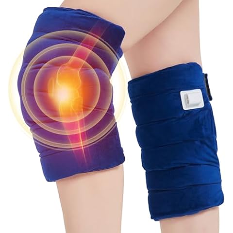 JOBYNA Knee Heating Pad for Knee Pain, 2PCS Super Soft Electric Heating Pad for Knee, 20s Fast Heating Knee Warmers with 10-90min Auto-Off Timer, 86-158℉ Heat Level (No Battery, No Vibration) Cover