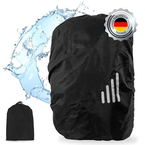 ECENCE Regenschutz Rucksack Schwarz Regenbezug Rucksack 15-35L Regenhülle Schutzhülle für Schulranzen, Wasserdichter Rucksack-Überzug mit Aufbewahrungsbeutel