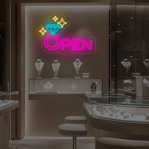 Image of Diamond Open Indoor Neon Sign For Jewelry Store Business Open LED Light