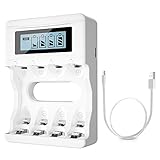 BONAI Akku Ladegerät 4 Slot Batterieladegerät LCD Akkuladegerät für AA/AAA NI-MH NI-CD Wiederaufladbare Batterien